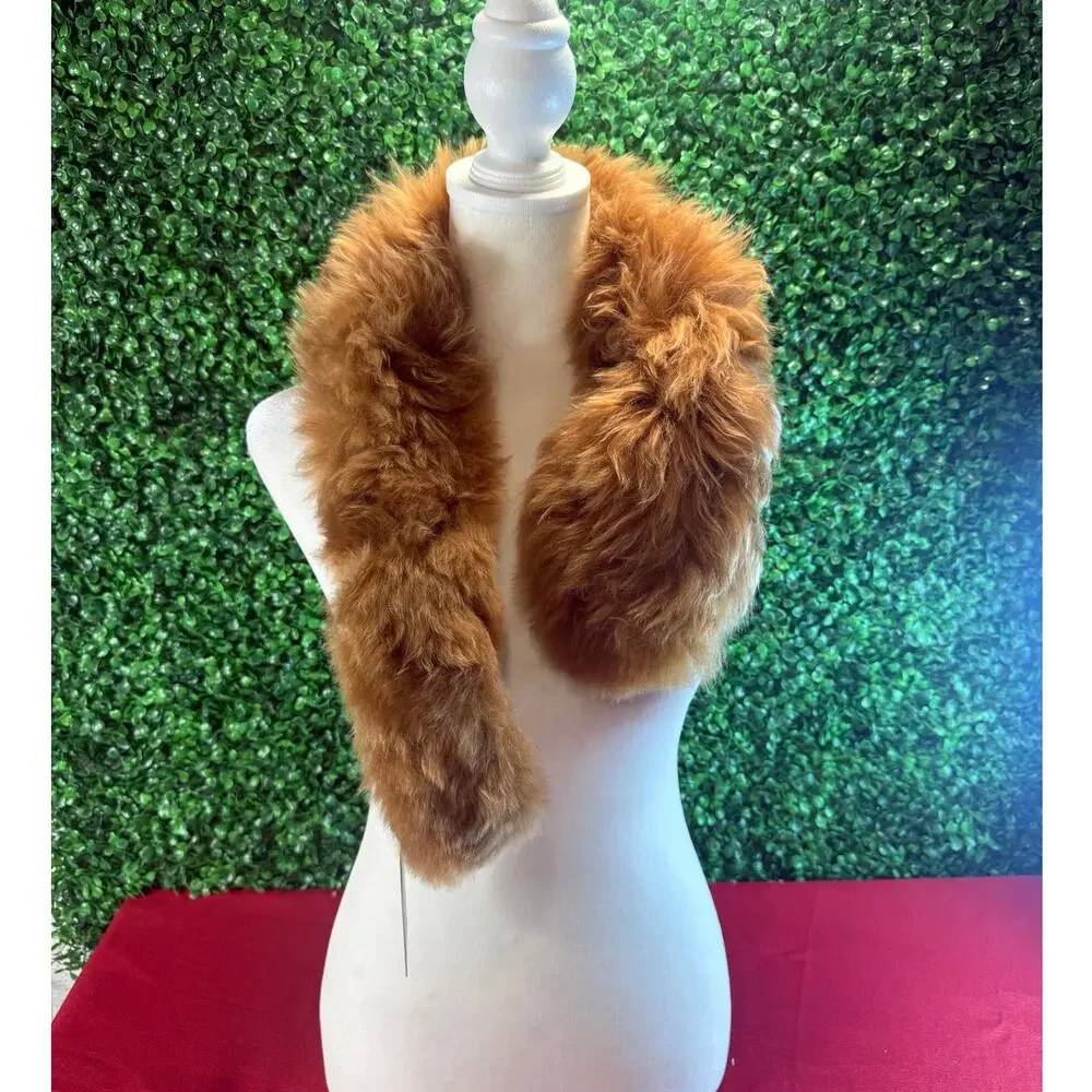 NWT Peruvian Connection 100% Alpaca Fur Pull Through Scarf Camel Made In Peru